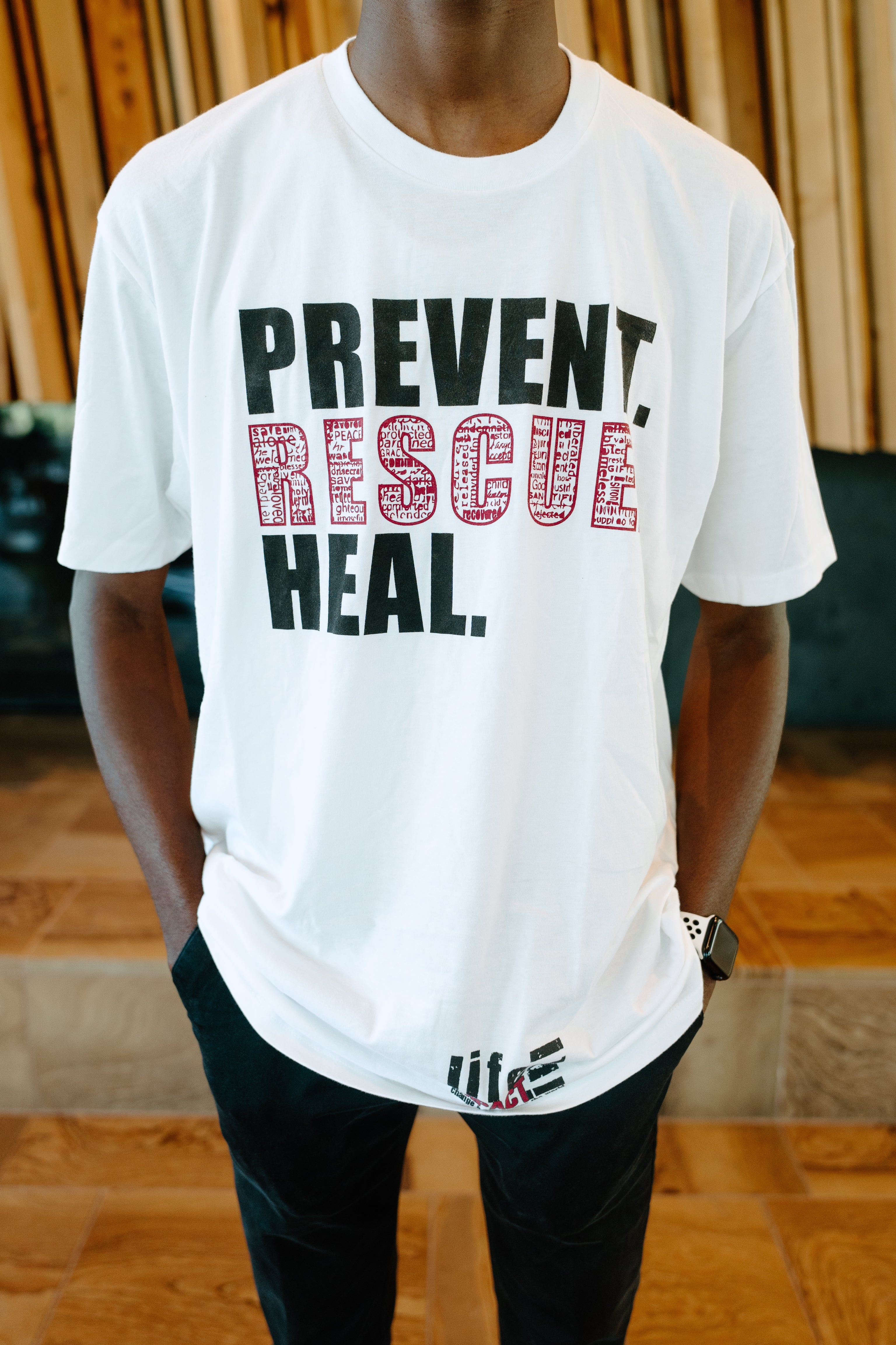 White Prevent Rescue Heal Shirt (V-Neck)
